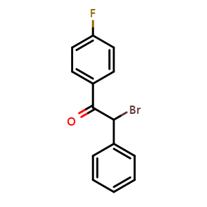 Chemical structure of 2-Bromo-1-(4-fluorophenyl)-2-phenylethan-1-one , CAS 88675-31-4, AChemBlock W163991