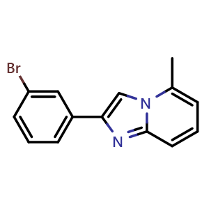 Chemical structure of 2-(3-Bromophenyl)-5-methylimidazo[1,2-a]pyridine , CAS 1055025-30-3, AChemBlock W164014