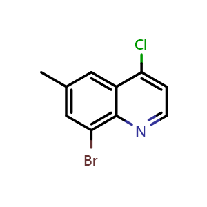 Chemical structure of 8-Bromo-4-chloro-6-methylquinoline , CAS 1156602-22-0, AChemBlock W164022