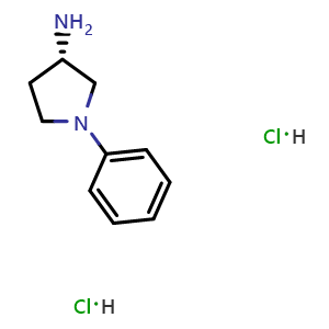 Chemical structure of (S)-1-Phenylpyrrolidin-3-amine dihydrochloride , CAS 1909294-50-3, AChemBlock W164024