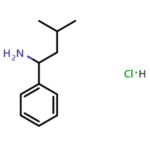 Chemical structure of 3-Methyl-1-phenylbutan-1-amine hydrochloride , CAS 91338-97-5, AChemBlock W164047