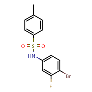 Chemical structure of N-(4-Bromo-3-fluorophenyl)-4-methylbenzenesulfonamide , CAS 1024250-92-7, AChemBlock W164052