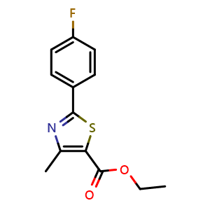 Chemical structure of Ethyl 2-(4-fluorophenyl)-4-methylthiazole-5-carboxylate , CAS 317319-17-8, AChemBlock W164053