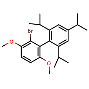 Chemical structure of 2-Bromo-2',4',6'-triisopropyl-3,6-dimethoxy-1,1'-biphenyl , CAS 1402393-56-9, AChemBlock W164059