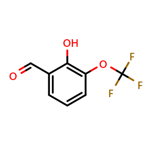 Chemical structure of 2-Hydroxy-3-(trifluoromethoxy)benzaldehyde , CAS 497959-31-6, AChemBlock W164073