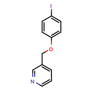 Chemical structure of 3-((4-Iodophenoxy)methyl)pyridine , CAS 1247924-89-5, AChemBlock W164077