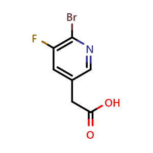 Chemical structure of 2-(6-Bromo-5-fluoropyridin-3-yl)acetic acid , CAS 1227593-08-9, AChemBlock W164086