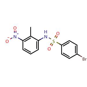Chemical structure of 4-Bromo-N-(2-methyl-3-nitrophenyl)benzenesulfonamide , CAS 349085-59-2, AChemBlock W164097