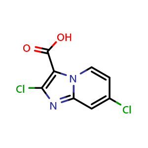 Chemical structure of 2,7-Dichloroimidazo[1,2-a]pyridine-3-carboxylic acid , CAS 1955547-68-8, AChemBlock W164101