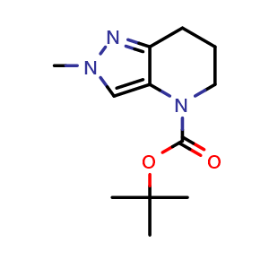Chemical structure of tert-Butyl 2-methyl-2,5,6,7-tetrahydro-4H-pyrazolo[4,3-b]pyridine-4-carboxylate , CAS 1421312-00-6, AChemBlock W164106