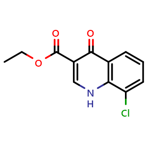 Chemical structure of 8-Chloro-4-oxo-1,4-dihydro-quinoline-3-carboxylic acid ethyl ester , CAS 52980-27-5, AChemBlock W164119