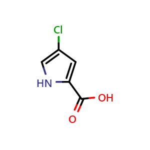 Chemical structure of 4-Chloro-1H-pyrrole-2-carboxylic acid , CAS 27746-03-8, AChemBlock W164145
