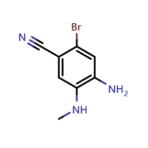 Chemical structure of 4-Amino-2-bromo-5-(methylamino)benzonitrile , CAS 1356483-96-9, AChemBlock W164147