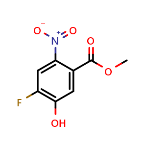 Chemical structure of Methyl 4-fluoro-5-hydroxy-2-nitrobenzoate , CAS 1426958-40-8, AChemBlock W164151
