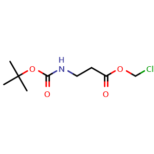 Chemical structure of Chloromethyl 3-((tert-butoxycarbonyl)amino)propanoate , CAS 150109-41-4, AChemBlock W164152