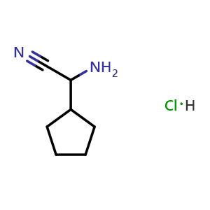 Chemical structure of 2-Amino-2-cyclopentylacetonitrile hydrochloride , CAS 1384429-97-3, AChemBlock W164156