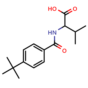 Chemical structure of 2-[(4-tert-butylphenyl)formamido]-3-methylbutanoic acid , CAS 1396965-62-0, AChemBlock W164188
