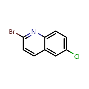Chemical structure of 2-Bromo-6-chloroquinoline , CAS 891842-50-5, AChemBlock W164199