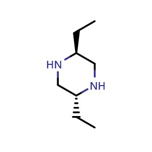 Chemical structure of trans-2,5-Diethylpiperazine , CAS 6189-24-8, AChemBlock W164200