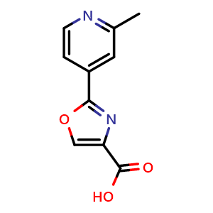 Chemical structure of 2-(2-Methylpyridin-4-yl)oxazole-4-carboxylic acid , CAS 1256786-78-3, AChemBlock W164203
