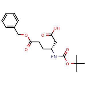 Chemical structure of (R)-6-(Benzyloxy)-3-((tert-butoxycarbonyl)amino)-6-oxohexanoic acid , CAS 1421258-63-0, AChemBlock W164204