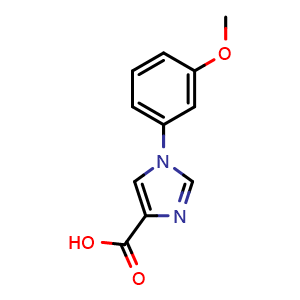 Chemical structure of 1-(3-Methoxyphenyl)-1H-imidazole-4-carboxylic acid , CAS 445302-35-2, AChemBlock W164221