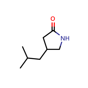 Chemical structure of 4-Isobutylpyrrolidin-2-one , CAS 61312-87-6, AChemBlock W164237