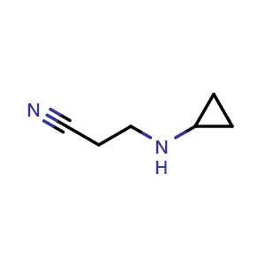 Chemical structure of 3-(Cyclopropylamino)propanenitrile , CAS 58196-47-7, AChemBlock W164256