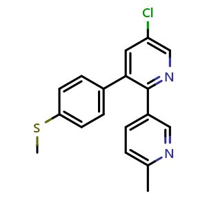 Chemical structure of 5-Chloro-6'-methyl-3-(4-(methylthio)phenyl)-2,3'-bipyridine (Etoricoxib Impurity) , CAS 292067-97-1, AChemBlock W164290
