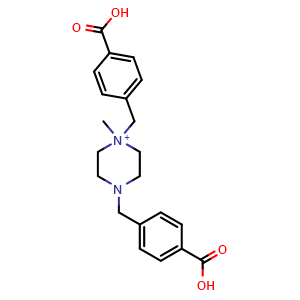 Chemical structure of 1,4-Bis(4-carboxybenzyl)-1-methylpiperazin-1-ium (Imatinib Impurity) , CAS 1407229-73-5, AChemBlock W164305