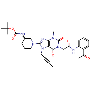 (R)-tert-Butyl (1-(1-(2-((2-acetylphenyl)amino)-2-oxoethyl)-7-(but-2-yn-1-yl)-3-methyl-2,6-dioxo-2,3,6,7-tetrahydro-1H-purin-8-yl)piperidin-3-yl)carbamate (Linagliptin Impurity)