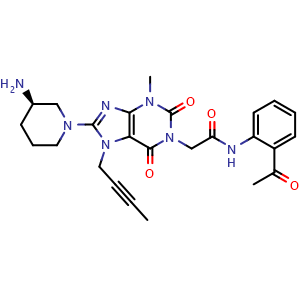 (R)-N-(2-Acetylphenyl)-2-(8-(3-aminopiperidin-1-yl)-7-(but-2-yn-1-yl)-3-methyl-2,6-dioxo-2,3,6,7-tetrahydro-1H-purin-1-yl)acetamide (Linagliptin Impurity)
