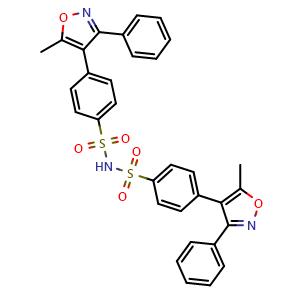 Chemical structure of 4-(5-Methyl-3-phenylisoxazol-4-yl)-N-((4-(5-methyl-3-phenylisoxazol-4-yl)phenyl)sulfonyl)benzenesulfonamide (Palbociclib Impurity) , CAS 1373038-60-8, AChemBlock W164338