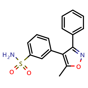 Chemical structure of 3-(5-Methyl-3-phenylisoxazol-4-yl)benzenesulfonamide (Palbociclib Impurity) , CAS 386273-25-2, AChemBlock W164341
