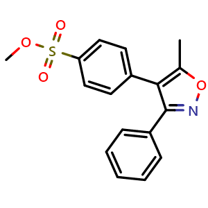 Chemical structure of Methyl 4-(5-methyl-3-phenylisoxazol-4-yl)benzenesulfonate (Palbociclib Impurity) , CAS 2749361-92-8, AChemBlock W164351