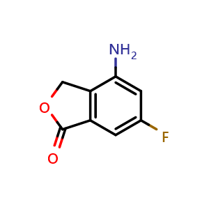Chemical structure of 4-Amino-6-fluoroisobenzofuran-1(3H)-one , CAS 1207453-91-5, AChemBlock W164380