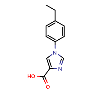 Chemical structure of 1-(4-Ethylphenyl)-1H-imidazole-4-carboxylic acid , CAS 1247910-65-1, AChemBlock W164383