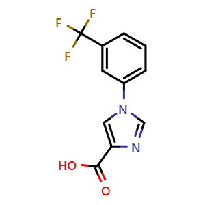Chemical structure of 1-(3-(Trifluoromethyl)phenyl)-1H-imidazole-4-carboxylic acid , CAS 445302-16-9, AChemBlock W164385