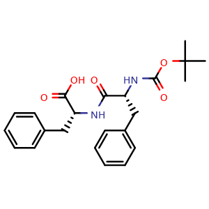 Chemical structure of (R)-2-((R)-2-((tert-Butoxycarbonyl)amino)-3-phenylpropanamido)-3-phenylpropanoic acid , CAS 125511-90-2, AChemBlock W164398