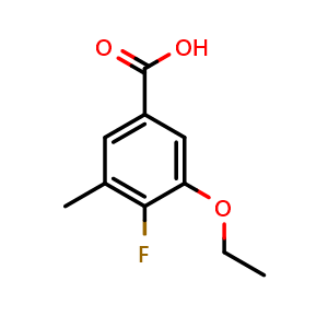 Chemical structure of 3-Ethoxy-4-fluoro-5-methylbenzoic acid , CAS 2383799-38-8, AChemBlock W164399