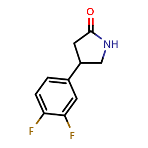 Chemical structure of 4-(3,4-Difluorophenyl)pyrrolidin-2-one , CAS 875446-03-0, AChemBlock W164405