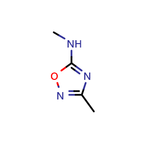 Chemical structure of N,3-Dimethyl-1,2,4-oxadiazol-5-amine , CAS 81574-21-2, AChemBlock W164422