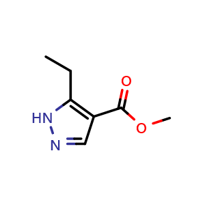 Chemical structure of methyl 5-ethyl-1H-pyrazole-4-carboxylate , CAS 1186537-91-6, AChemBlock W164425