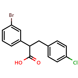 Chemical structure of 2-(3-Bromophenyl)-3-(4-chlorophenyl)propanoic acid , CAS 941280-51-9, AChemBlock W164433