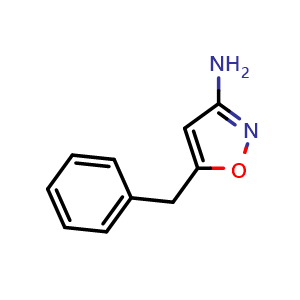 Chemical structure of 5-Benzylisoxazol-3-amine , CAS 1071673-21-6, AChemBlock W164434