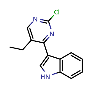 Chemical structure of 3-(2-Chloro-5-ethylpyrimidin-4-yl)-1H-indole , CAS 1847463-13-1, AChemBlock W164435