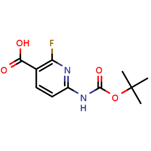 Chemical structure of 6-((tert-Butoxycarbonyl)amino)-2-fluoronicotinic acid , CAS 1445962-38-8, AChemBlock W164437