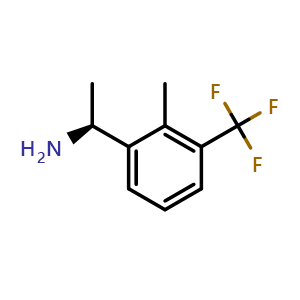Chemical structure of (S)-1-(2-Methyl-3-(trifluoromethyl)phenyl)ethanamine , CAS 1212957-33-9, AChemBlock W164459