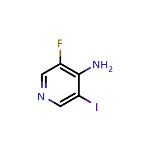 Chemical structure of 3-Fluoro-5-iodopyridin-4-amine , CAS 1597421-56-1, AChemBlock W164499