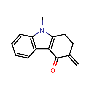 Chemical structure of 9-Methyl-3-methylene-2,3-dihydro-1H-carbazol-4(9H)-one , CAS 99614-64-9, AChemBlock W164500